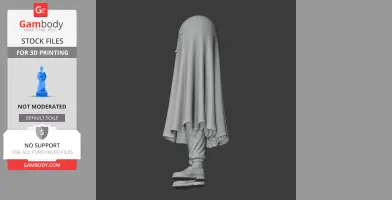 3D model of Napstablook from Undertale, resembling a ghost covered by a draped sheet with visible feet.