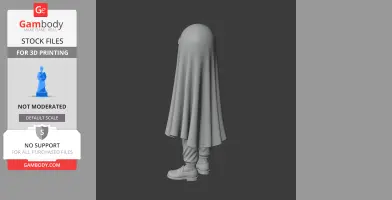 A 3D model of Napstablook from Undertale, resembling a ghost wearing pants and shoes, covered by a draped cloth.