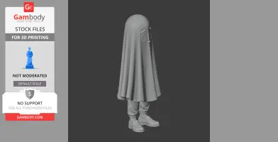 Ghost-like figure with a draped sheet and boots, representing Napstablook from Undertale.