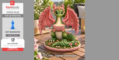 A cute dragon with cherry blossoms holds a tealight, surrounded by floral accents on a decorative base.