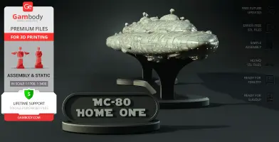 Detailed 3D model of the MC-80 Home One frigate from Star Wars, designed for 3D printing.
