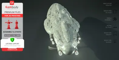 A detailed 3D model of the Home One Headquarters Frigate from Star Wars, ready for 3D printing.