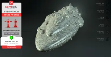 Star Wars Home One Frigate 3D model, detailed for printing, displayed in a silver finish.
