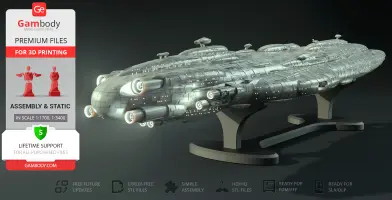Detailed 3D model of 'Home One' frigate from Star Wars, designed for 3D printing by Gambody.