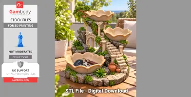 Fantasy garden key organizer with staircases, arches, and flower-shaped bowls for keys, styled with greenery.
