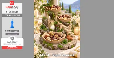Fantasy garden-themed key organizer with layered stone structures and decorative elements.