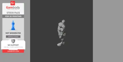 3D model of a game character with spiky hair, in an action pose. Designed for 3D printing.