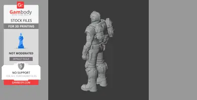 Armored figure from Apex Legends standing with a backpack, designed for 3D printing.