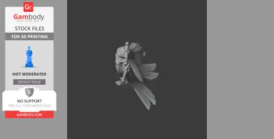 A 3D model of a character with flowing garments and dynamic pose, designed for 3D printing.