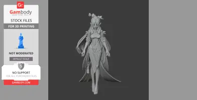 3D model of Ningguang from Genshin Impact, in an elegant pose with detailed attire, ready for printing.