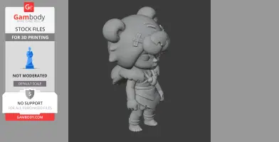 Chibi-style figurine with a bear hat and detailed, layered clothing, standing with arms by its sides.