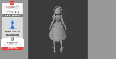 3D model of a female character in armor with a detailed dress, viewed from the back.