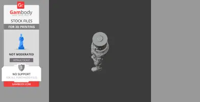 A 3D model of an industrial tower with complex machinery details, viewed from above.