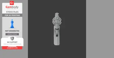 Front view of a 3D model of a Colt Diamondback revolver, designed as a cosplay prop for 3D printing.