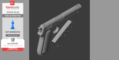 3D model of Colt M1900 handgun with detachable magazine for cosplay, designed for 3D printing.