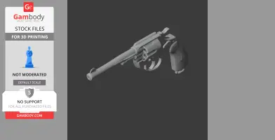 3D model of a Colt M1905 revolver, detailed for 3D printing, displayed on a dark background.
