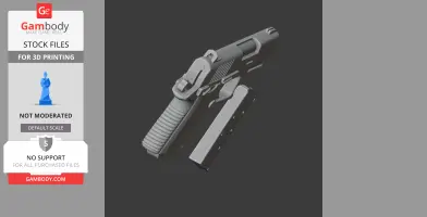 3D model of a Colt Mustang XSP prop for cosplay, showing the gun and magazine, designed for 3D printing.