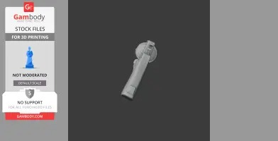 3D model of a revolver prop, viewed from above, on a grey background.