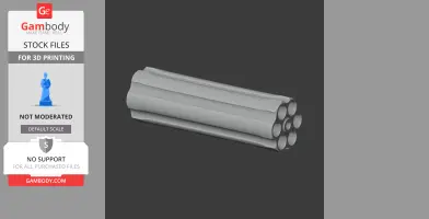 A 3D model of a revolver cylinder, designed for cosplay prop 3D printing, shown in gray.