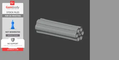 A 3D model of a revolver cylinder for cosplay, shown in grayscale, designed for 3D printing.
