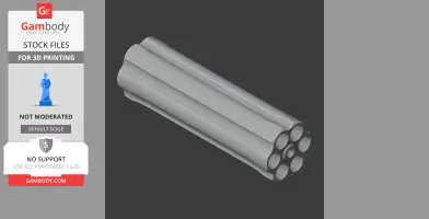 A 3D model of a revolver cylinder prop for cosplay, with six chambers, designed for 3D printing.