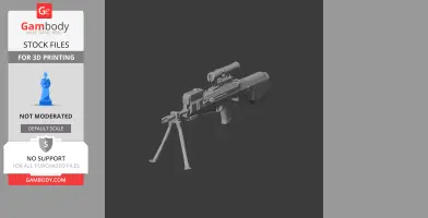3D model of a Daewoo XK8 rifle with a scope and bipod, designed for cosplay and 3D printing.