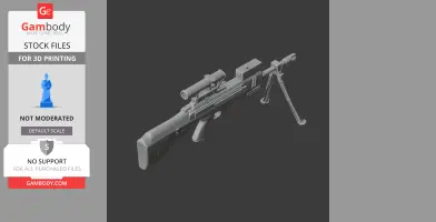 3D model of a Daewoo XK8 sniper rifle with scope and bipod, designed for cosplay and 3D printing.