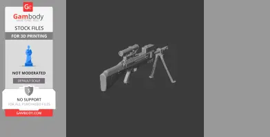 3D model of a Daewoo XK8 rifle prop with scope and bipod, designed for 3D printing.