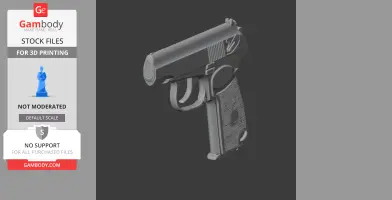 3D model of a Makarov PM handgun for cosplay, displayed in a digital format for 3D printing.