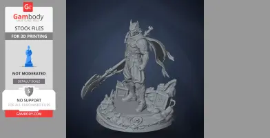 A detailed ninja warrior figure with armor, sword, and dynamic pose on a themed base.