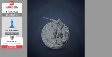 Intricately detailed ninja figure on a decorative round base, posed ready for action.