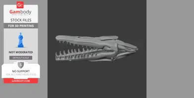 3D model of a Heilongjiangosaurus skull with open mouth, showcasing sharp teeth, for 3D printing.