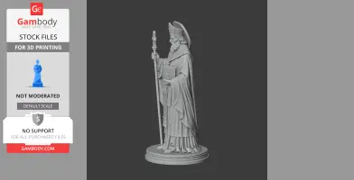 A detailed 3D statue of Saint Babylas holding a staff and a book, wearing a traditional robe and hat.