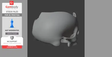 Side view of a 3D dinosaur skull replica model for 3D printing, displayed on a grey background.