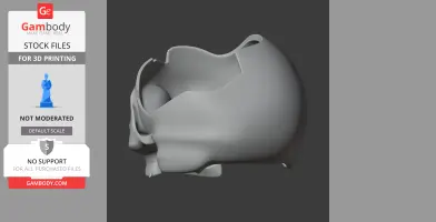 3D model of an Ibirania skull replica on a dark background, designed for 3D printing.