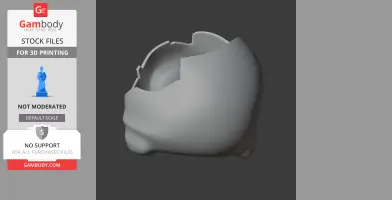 3D model of an Ibirania skull replica, featuring a fragmented and smooth surface for printing.