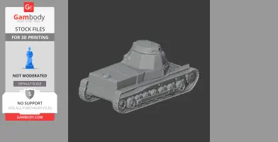 A 3D model of a Panzer I tank for printing, displaying detailed tracks and turret on a gray background.