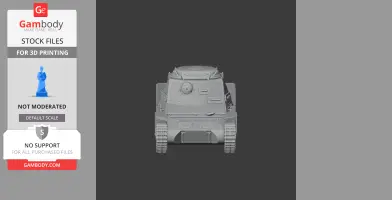 Front view of a 3D model of a Panzer I tank, detailed for 3D printing.