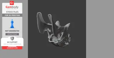 3D model of a Judiceratops skull, featuring prominent frill and detailed bone structures on a dark background.