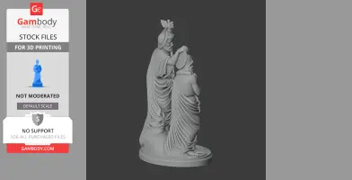 Two figures in robes; one baptizing the other, with a dove above their heads, on a round base.