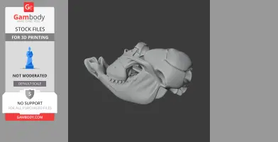 A 3D model of a dinosaur skull, specifically a Kryptops, designed for 3D printing.