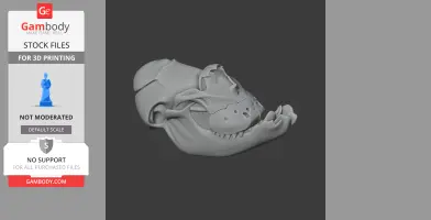 3D model of a detailed Kryptops dinosaur skull, side view, designed for 3D printing.
