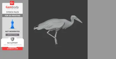 A 3D model of an Abdim's stork in a standing position, designed for 3D printing.