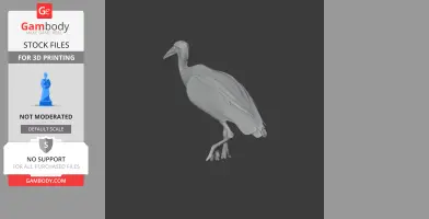3D model of Abdim's stork, standing with detailed feathers and beak, intended for 3D printing.