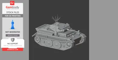 3D model of a detailed Panzer II Luchs tank, featuring tracks, turret, and antennae for 3D printing.