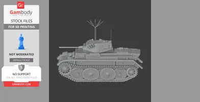 3D model of a Panzer II Luchs tank with detailed tracks and turret, suitable for 3D printing.