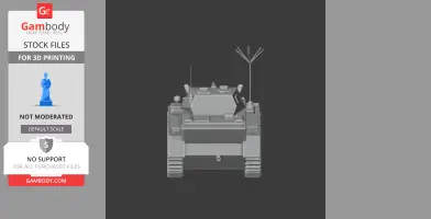 Front view of a 3D model of a Panzer II Luchs tank, designed for 3D printing.