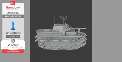 3D model of a Panzer II Luchs tank, detailed with tracks, turret, and antenna for printing.
