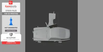A 3D model of a Ferrari 225 S with open gullwing doors, ready for 3D printing.
