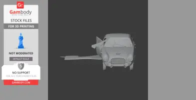 3D model of a classic car, Ferrari 225 S, front view with some parts extended for printing.